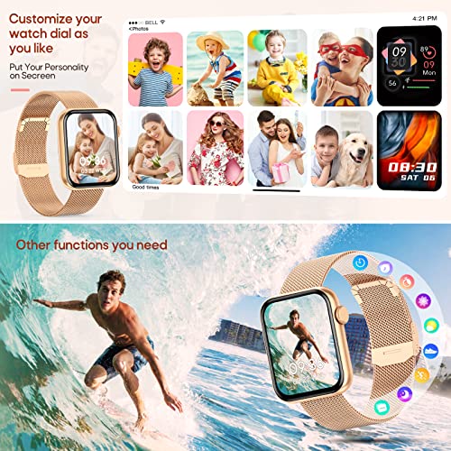 Smart Watch for Women,Bluetooth Call Answer/Dail Waterproof Fitness Smartwatch for Android iOS Phone Health Touch Screen Smart Watches Blood Pressure Blood Oxygen Heart Rate Sleep Monitor Pedometer