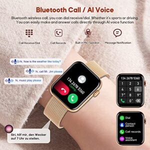 Smart Watch for Women,Bluetooth Call Answer/Dail Waterproof Fitness Smartwatch for Android iOS Phone Health Touch Screen Smart Watches Blood Pressure Blood Oxygen Heart Rate Sleep Monitor Pedometer