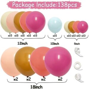 Dusty Pink Balloon Garland Boho Balloons Pastel Balloon Arch Kit Latex Thick 18/12/5in Blue Brown White Sand Balloon Set For Bridal Shower Girl Birthday Baby Shower Bachelorette Party Decorations