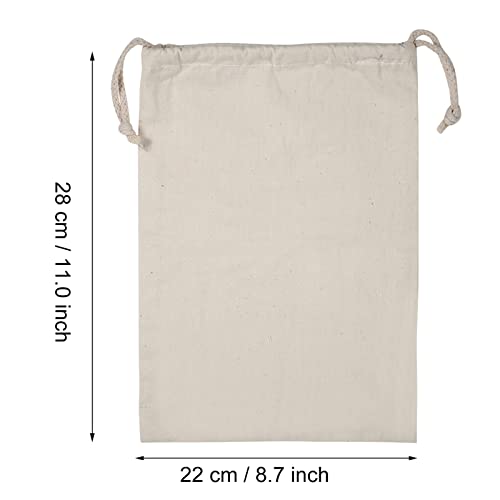 Boxwizard Household Plain Cotton Drawstring Storage Laundry Sack Stuff Bag for Travel Home Use 22 * 28CM (22 * 28cm)