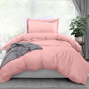 utopia bedding duvet cover twin size set - 1 duvet cover with 1 pillow sham - 2 pieces comforter cover with zipper closure - ultra soft brushed microfiber, 68 x 90 inches (twin/twin xl, pink)