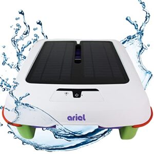 ariel solar breeze automatic robot pool cleaner - new 2023 model - solar powered pool skimmer with easy to empty filter tray & integrated smart technology with obstacle avoidance & cordless design