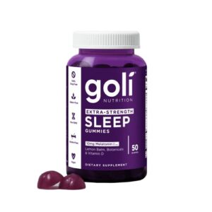 goli nutritional supplement, extra strength sleep gummy 10mg melatonin - 1 pack 50 count - gluten-free, vegan, non-gmo, and gelatin-free
