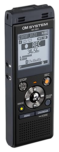 Olympus OM System WS-883 Digital Voice Recorder, Linear PCM/MP3 Recording Formats, USB Direct, 8gb Playback Speed and Volume Adjust, File Index, Erase Selected Files