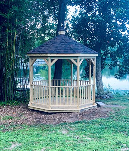 Amish-Crafted 12' Wood Octagon Gazebo-in-a-Box (Harvard Slate)