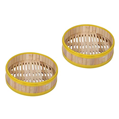 KICHOUSE 2pcs Steamer Vegetable Steamer Pot Veggie Steamer Chinese Steamer Basket Steamer Rack Sticky Rice Steamer Rice Steamer Baskets Practical Steamer Safe Steamer Hemming