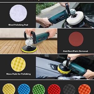 GEVEELIFE Buffer Polisher, 1600W 7 Inch/6 Inch Polisher, 7 Variable Speed 1000-3500 RPM Car Buffer Polisher Waxer with Adjustable Grip, Detachable Handle for Car, Boat Sanding, Polishing, Waxing