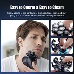 8D Floating Head Shavers for Bald Men,Waterproof Electric Razors for Wet&Dry Head,Face,Legs and Body Shaving,Portable Rechargeable Shaver Kit with Nose&Ear Hair Trimmer,90-Mins Use Time,LED Display.