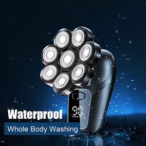 8D Floating Head Shavers for Bald Men,Waterproof Electric Razors for Wet&Dry Head,Face,Legs and Body Shaving,Portable Rechargeable Shaver Kit with Nose&Ear Hair Trimmer,90-Mins Use Time,LED Display.