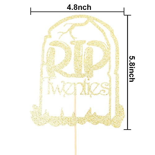 Rip Twenties Cake Topper, Death to My Twenties, Rip to My Twenties Cake Decorations, Old English Theme Happy 30th Birthday Party Decorations, Gold Glitter