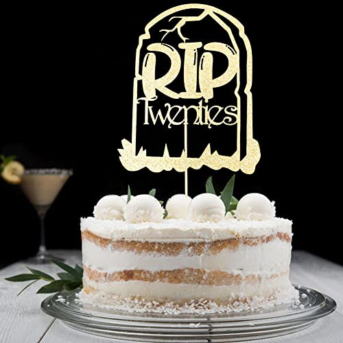 Rip Twenties Cake Topper, Death to My Twenties, Rip to My Twenties Cake Decorations, Old English Theme Happy 30th Birthday Party Decorations, Gold Glitter