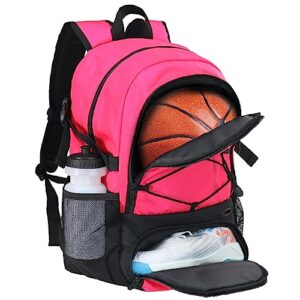 dafisky basketball backpack with ball compartment – large basketball bag with shoes compartment sports equipment bag for soccer ball,volleyball,gym,outdoor,travel(pink)