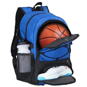 dafisky basketball backpack with ball compartment – large basketball bag with shoes compartment sports equipment bag for soccer ball,volleyball,gym,outdoor,travel(blue)