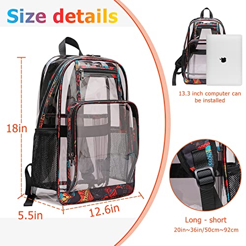 AUOBAG Clear Backpack Heavy Duty Large Transparent Backpacks PVC Clear Book Bag Stadium Approved Complimentary DIY Stickers (Black)