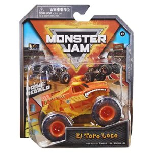 monster jam 2022 spin master 1:64 diecast truck with bonus accessory: see-thru crew el toro loco