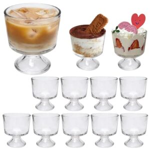 qappda glass dessert bowl set of 12,clear footed ice cream cups 300ml,premium 10 ounce glass prep bowl trifle party bowl glass dessert cup for sundae,snack,cereal,fruit