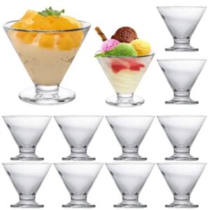qappda small glass bowl set of 12,clear 6oz dessert bowls,elegant glass ice cream dessert cup 200ml trifle party bowl glass pudding cup for sundae,snack,cereal,fruit,pudding