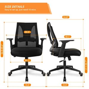 CAPOT Big and Tall Office Chair 400lbs - Ergonomic Office Chair Computer Desk Chair Breathable Mesh for Big People - Mid Back Comfortable Swivel Office Chair with Adjustable Lumbar Support