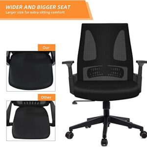 CAPOT Big and Tall Office Chair 400lbs - Ergonomic Office Chair Computer Desk Chair Breathable Mesh for Big People - Mid Back Comfortable Swivel Office Chair with Adjustable Lumbar Support