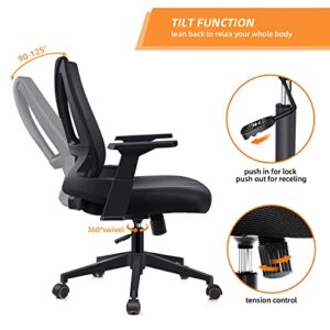 CAPOT Big and Tall Office Chair 400lbs - Ergonomic Office Chair Computer Desk Chair Breathable Mesh for Big People - Mid Back Comfortable Swivel Office Chair with Adjustable Lumbar Support