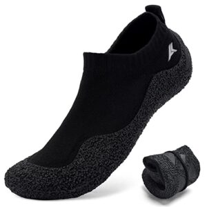 Akk Barefoot Sock Shoes Men Women - Minimalist Toe Zero Drop Walking Shoes Comfortable Ultra Portable Non Slip Multi-Occasion Water Shoes All Black Men Size 8 Women Size 10