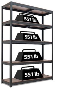 homedant house z-beam 48" wide heavy duty garage storage shelving adjustable 5-tier metal shelves laminated wood organization shelf industrial utility rack for pantry shed warehouse office store 1pack