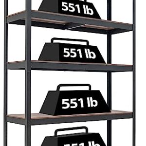 HOMEDANT House Z-Beam 48" Wide Heavy Duty Garage Storage Shelving Adjustable 5-Tier Metal Shelves Laminated Wood Organization Shelf Industrial Utility Rack for Pantry Shed Warehouse Office Store 1Pack