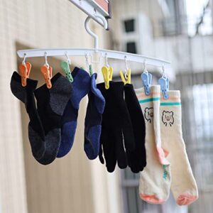 EIKS 2 Pack Hanger Drying Rack with 8 Clips for Drying Socks, Bras, Towel, Underwear, Scarf, Hat, Apply for Home Outdoor Travel Portable