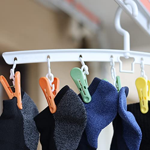 EIKS 2 Pack Hanger Drying Rack with 8 Clips for Drying Socks, Bras, Towel, Underwear, Scarf, Hat, Apply for Home Outdoor Travel Portable