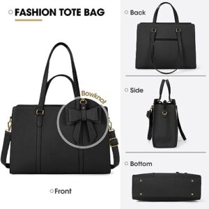 NUBILY Laptop Bag for Women 15.6 inch Laptop Tote Bag Waterproof Leather Computer Bag Lightweight Womens Briefcase Professional Business Office Work Bag Large Capacity Handbag Shoulder Bag Black