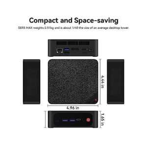 Beelink SER5 MAX, Mini PC Ryzen 7 5800H (8C/16T, Turbo 4.4GHz), 32GB DDR4 RAM 500GB PCIe3.0 SSD Desktop Mini Computers Support 4K@60Hz Triple Display/WiFi 6/BT5.2/DP+HDMI+USB-C/USB3.2/RJ45 LAN