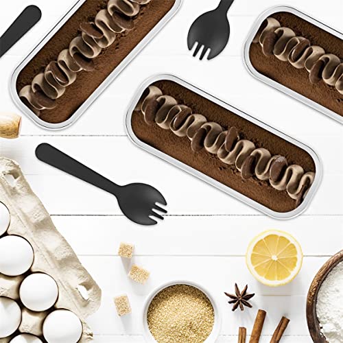 Hcqxnsl 50Pcs Mini Loaf Pans with Lids Spoons and Sealing Stickers 200ml Heat Resistant Aluminum Foil Baking Pans Reusable Rectangle Foil Bread Container Cake Baking Pans for Home Kitchen(Kafalan)