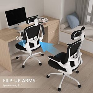 Office Chair, High Back Ergonomic Desk Chair, Breathable Mesh Desk Chair with Adjustable Lumbar Support and Headrest, Swivel Task Chair with flip-up Armrests, Executive Chair for Home Office