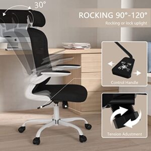 Office Chair, High Back Ergonomic Desk Chair, Breathable Mesh Desk Chair with Adjustable Lumbar Support and Headrest, Swivel Task Chair with flip-up Armrests, Executive Chair for Home Office