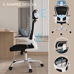 Office Chair, High Back Ergonomic Desk Chair, Breathable Mesh Desk Chair with Adjustable Lumbar Support and Headrest, Swivel Task Chair with flip-up Armrests, Executive Chair for Home Office