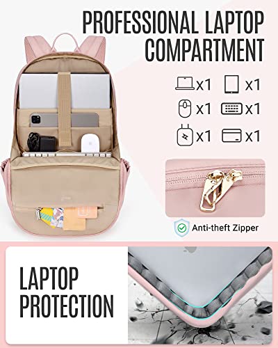 LIGHT FLIGHT Women Backpacks Laptop Backpack for Women 17.3 inches Computer Bags for Work Travel College, Gifts for Women, Pink