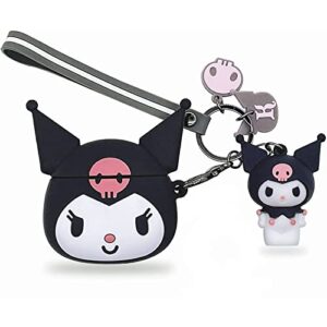 gtinna for airpods case,3d unique design cute cartoon character fashion kawaii anti-fall soft silicone case with funny keychain for apple airpods 1/2 charging case (black)