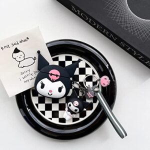 Gtinna for Airpods Case,3D Unique Design Cute Cartoon Character Fashion Kawaii Anti-Fall Soft Silicone Case with Funny Keychain for Apple Airpods 1/2 Charging Case (Black)
