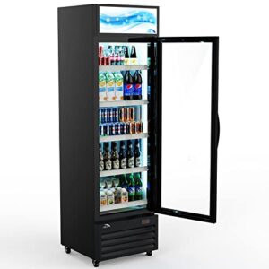 jaecool commercial beverage refrigerator cooler, merchandiser refrigerator with glass door, upright display refrigerator, auto-defrost, r290 eco-friendly, etl, 12.8 cu. ft