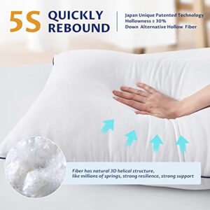 HomeMate Bed Pillows for Sleeping - Queen Size(20''x28'') Set of 2 Allergy Friendly Microfiber Shell Fluffy Down Alternative Filling Breathable Pillow Suitable Back Stomach or Side Sleepers, White