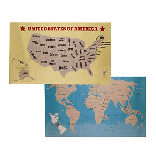 Treasure Gurus USA United States America World Scratch off Map Posters HomeSchool Supplies Decor Travel Wall Art