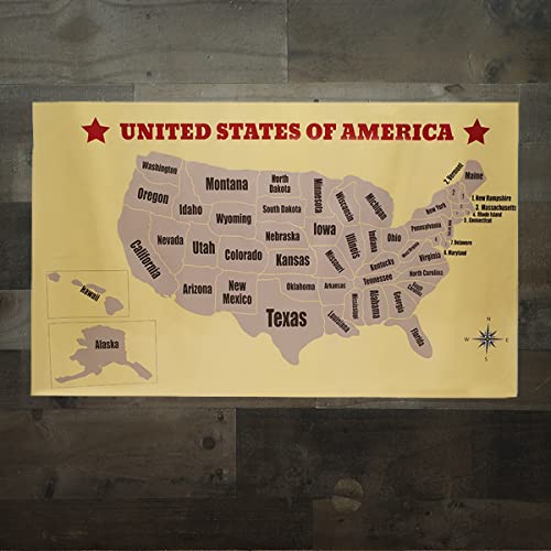 Treasure Gurus USA United States America World Scratch off Map Posters HomeSchool Supplies Decor Travel Wall Art