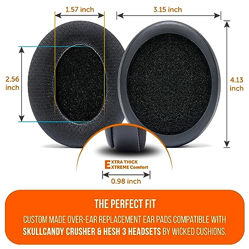 WC Freeze Crusher - Cooling Gel Earpads Compatible with Skullcandy Crusher, by Wicked Cushions - Fits Skullcandy Crusher & Hesh 3 Headphones, Soft Memory Foam, Cooler for Longer | Black