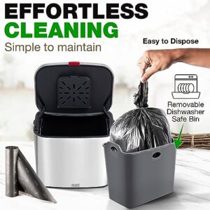 Eparé Kitchen Compost Bin Countertop - 4L/1 Gal Odorless Small Stainless Steel Composting Bin - Hanging Food & Waste Counter Top Trash Can - with 50 Compostable Trash Bags & Carbon Filter