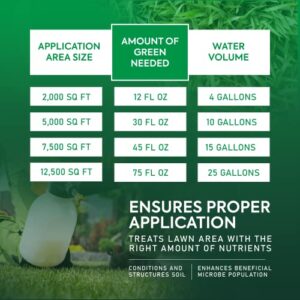 Green Organic Lawn Fertilizer - Grass Fertilizer for Lawn Color & Sustained Growth, Lawn Fertilizer That Conditions & Nourishes Soil, No Harsh Chemicals Lawn Care, 1 Gal. Lawn Food for 20,000 sq. ft.