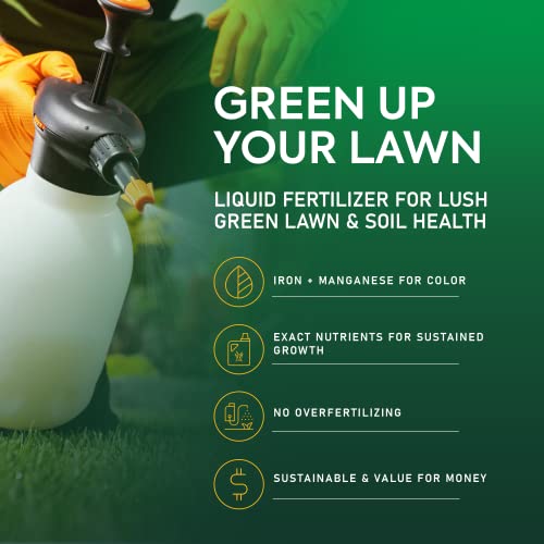 Green Organic Lawn Fertilizer - Grass Fertilizer for Lawn Color & Sustained Growth, Lawn Fertilizer That Conditions & Nourishes Soil, No Harsh Chemicals Lawn Care, 1 Gal. Lawn Food for 20,000 sq. ft.