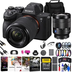 Sony a7 IV Mirrorless Camera with 28-70mm Lens (ILCE-7M4K/B) FE 24-70mm Lens (SEL2470Z) + 64GB Memory Card + Filter Kit + Wide Angle Lens + Color Filter Kit + Lens Hood + Bag + More (Renewed)