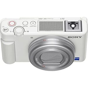 Sony ZV-1 Digital Camera (White) (DCZV1/W) + 64GB Card + Case + NP-BX1 Battery + Card Reader + Corel Photo Software + HDMI Cable + Charger + Flex Tripod + Memory Wallet + Cap Keeper + More (Renewed)