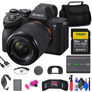 sony a7 iv mirrorless camera with 28-70mm lens (ilce-7m4k/b) + 64gb memory card + bag + card reader + flex tripod + hand strap + memory wallet + cap keeper + cleaning kit (renewed)