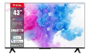 tcl 43-inch series 4 class 4k 2160p smart roku tv hdr 60hz refresh rate compatible with alexa & google assistant (renewed)